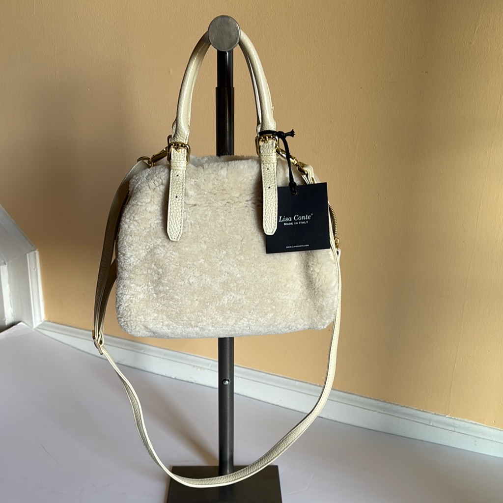 Lisa Conte' Real Lamb Skin Fur And Leather Bag